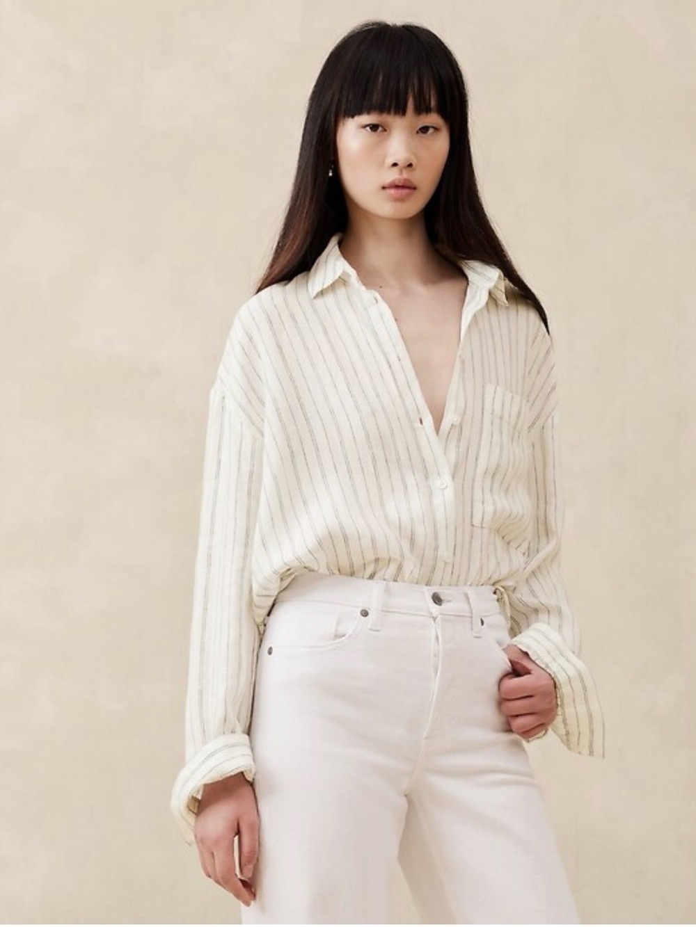 Banana Republic The Oversized linen shirt in size small